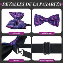 Men's Satin Ties, Slim Tie And Bow Tie Set For Gentlemen, High Quality Suit Accessory, 8CM Ties With Cufflinks And Box, Gift For Husband, Father, Friend, 42548344 - 藍白色 - 查看 6