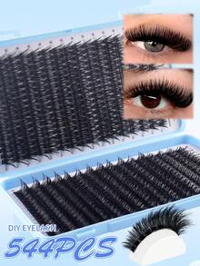 640/544 piezas Pestañas postizas individuales, Libro de pestañas, Pestañas postizas en racimo, Extensión de pestañas DIY, Pestañas postizas en racimo, Pestañas postizas individuales, Pestañas postizas - D - Ver 5
