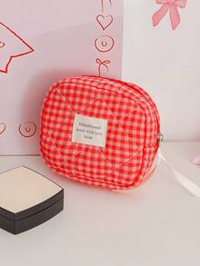 1Pc/Set Red Plaid Gilrs Make Up Bag Travel Toiletry Bag, Large Capacity Cosmetic Bag Pouch Handheld Makeup Bag Portable Toiletry Washing Bag Skincare Bag With Zipper Closure For Cosmetics,Brushes,Skincare,Lip Oil,Hand Cream,Sationery,Coin,Small Items,Make Up Case Makeup Pouch Cosmetic Organizer,Home Decor Livingroom Decor,Travel Essentials,Birthday Gift Wedding Bridesmaid Gift - Redberry Grid - View 13