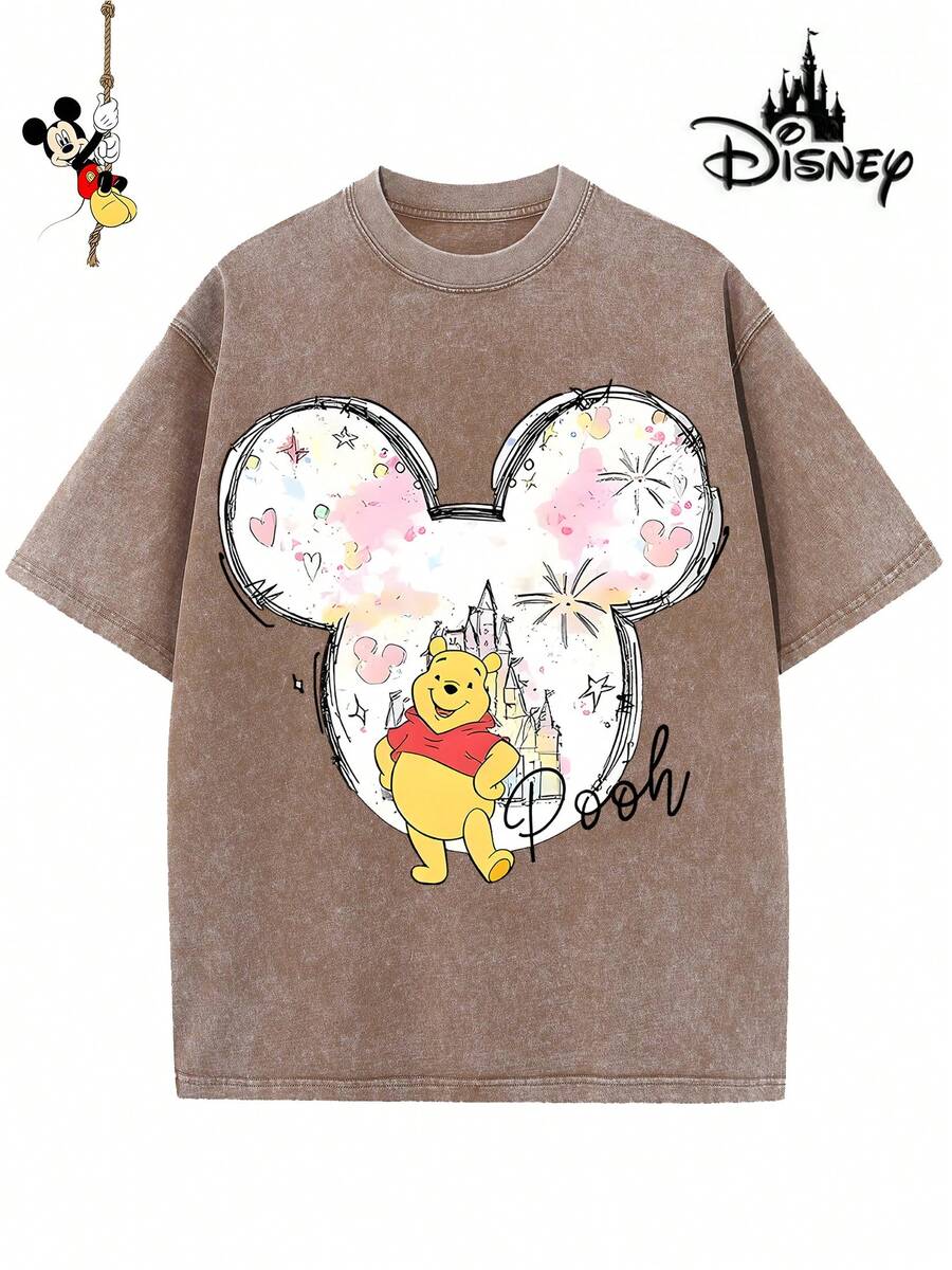 Disney-Licensed Men's Cotton T-Shirt (2026) – Perfect For Family Holidays. Featuring A Winnie The Pooh Design And A Casual Crew Neck. The Soft, Comfortable, And Easy-Care Fabric Is Suitable For All Occasions – Whether Holidays, Everyday Wear, Or Commuting – And Instantly Creates A Festive Atmosphere. - 咖啡棕 - 查看 1