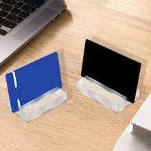 1pc Transparent Acrylic Card Slot Base Desktop Stand, Wedding Sign Board Frame Slanted Base Holder - Acrylic Base - View 4