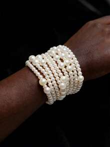 1 Set Fashionable Elegant Pearl ChainBracelet Luxury PersonalizedAccessories For Women - Multicolor - View 2