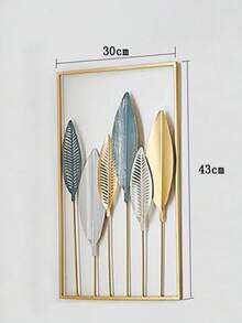3件套金色金属墙饰叶子挂件3D立体画装饰金属墙画，适用于客厅、卧室（批量订购请参考实物图10-11） - 彩色 - 查看 2