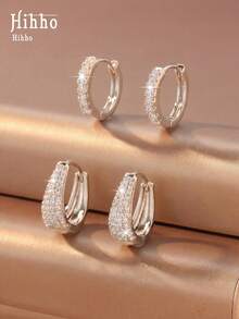 Hihho 4件套时尚百搭几何设计耳环套装，优雅浪漫，适合日常佩戴和外出场合。 - 耳飾 套裝 - 查看 10