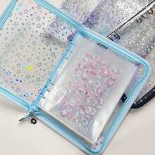 A5激光星形环马卡龙金属拉链套，贴纸簿，粉丝活动，活页夹，贴纸簿活页夹，补充装，1/2/4格袋，DIY收藏册套装，学习用品，返校贴纸簿贴纸 - 彩色 - 查看 7