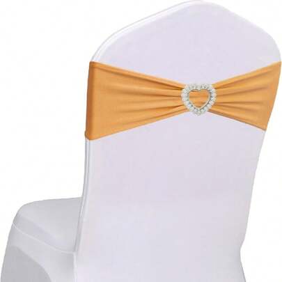 10pcs Wedding Chair Satin Ribbon Bowknot Decor With Heart Buckle, Suitable For Party, Birthday, Bridal, Engagement, Anniversary, Outdoor Event Decoration