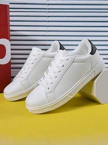Men's Flat Sneakers, Lightweight Low-Top Style, Suitable For Daily Wear, Walking And Gym Use - Fashion - White and Black - View 10