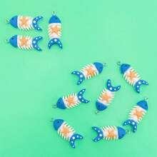 10pcs Ocean Beach Series Fish Bone Pendant, Suitable For Handmade Jewelry Making, Earrings, Necklaces, Bracelets, Anklets, Bag Charms, Couple Gifts, Resin Crafts - 10 Pieces Of Beach Fish Bones - View 3