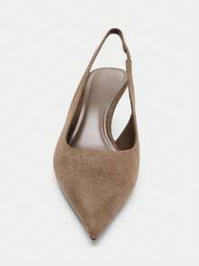 2026 Spring/Summer New Women's Gray-Brown Pointed Toe Mule Heels - Mocha Brown - View 4
