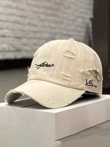 New Distressed Baseball Cap, Unisex Korean Style Embroidered Sun Visor Hat,Summer,Beach,Holiday - A - View 13