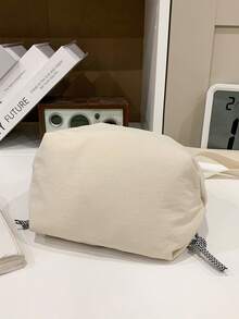 1个字母印花尼龙抽绳休闲手提包/斜挎包，适合日常四季使用，男女通用 - A - 查看 6