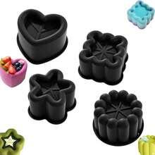 Bộ 4 khuôn bánh silicon | Khuôn bánh pudding hình tròn, vuông và sao màu đen, thích hợp cho đám cưới, lễ Phục sinh, ngày Thánh Patrick, ngày Valentine, và các món tráng miệng. - Xem 16