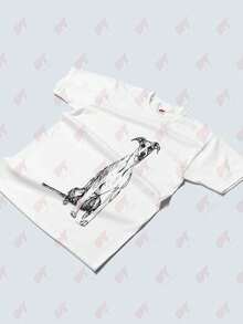 Whippet Dog Heavyweight Unisex T-Shirt - 白色 - 查看 3