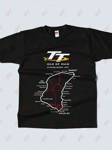Isle Of Man Tt Racing Track Map Island T-Shirt Father's Day Gift For Men Women - Black - View 2