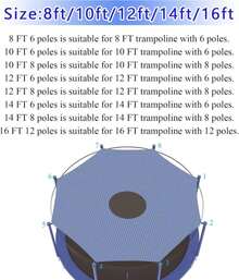 XATAMIO Trampoline Shade Cover For 14ft Round Outdoor Trampoline, Anti-UV Trampoline Cover(14FT, 8 Poles) - White - View 5