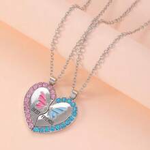 Best Friends Butterfly Pendant Necklace, BFF Friendship Necklace, Wholesale - Multicolor - View 2