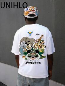 Disney UNIHLO  Mickey  Print  Summer Casual Versatile Pure Cotton T-Shirt Suitable For Any Place - 白色 - 查看 3