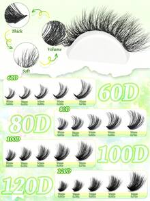 600PCS D Curl Individual Cluster Lash Set, 10-18mm Extra Thick Lashes, 60D+80D+100D+120D+150D Natural & Voluminous, Ultra Soft & Lightweight DIY Lash Extension Kit With Makeup Tools, Perfect For Beginners, Home DIY, Daily Wear, Parties And Gifting - 黑色 - 查看 4