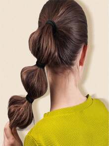 300pcs/100pcs High Elasticity Black Soft Seamless Hair Ties, Ideal For Daily Ponytail Hairstyle, Back To School, Birthday, Holiday Gift - Black - View 6