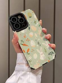 1pc Minimalist Rabbit & Egg Pattern Textured Soft Protective Phone Case, Suitable Compatible With Apple And Phones 17/17AIR/17PRO/17PROMAX, Classic Gift For Friends, Lovers - Multicolor - View 3