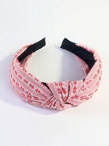 4件装女士花卉印花条纹格子休闲涤纶弹力打结发带，夏季 - 4pcs 條紋 - 查看 4