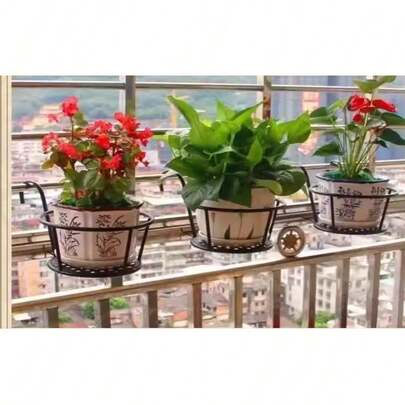 Suporte de ferro para flores, suporte para vasos de flores em parapeito de varanda, prateleira suspensa para plantas de interior para sala de estar, exibição de suculentas