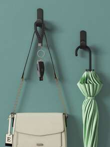 10pcs/6pcs/1pc Strong Adhesive J-Shape Hooks, Waterproof Bathroom Towel Key Kitchen Hanger - Multicolor - View 5