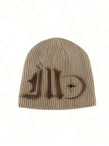 1pc Graffiti Street Style Knit Beanie, Warm And Fashionable Casual Versatile Men's Hat QYXG - 月亮和星星針織帽 - 查看 1