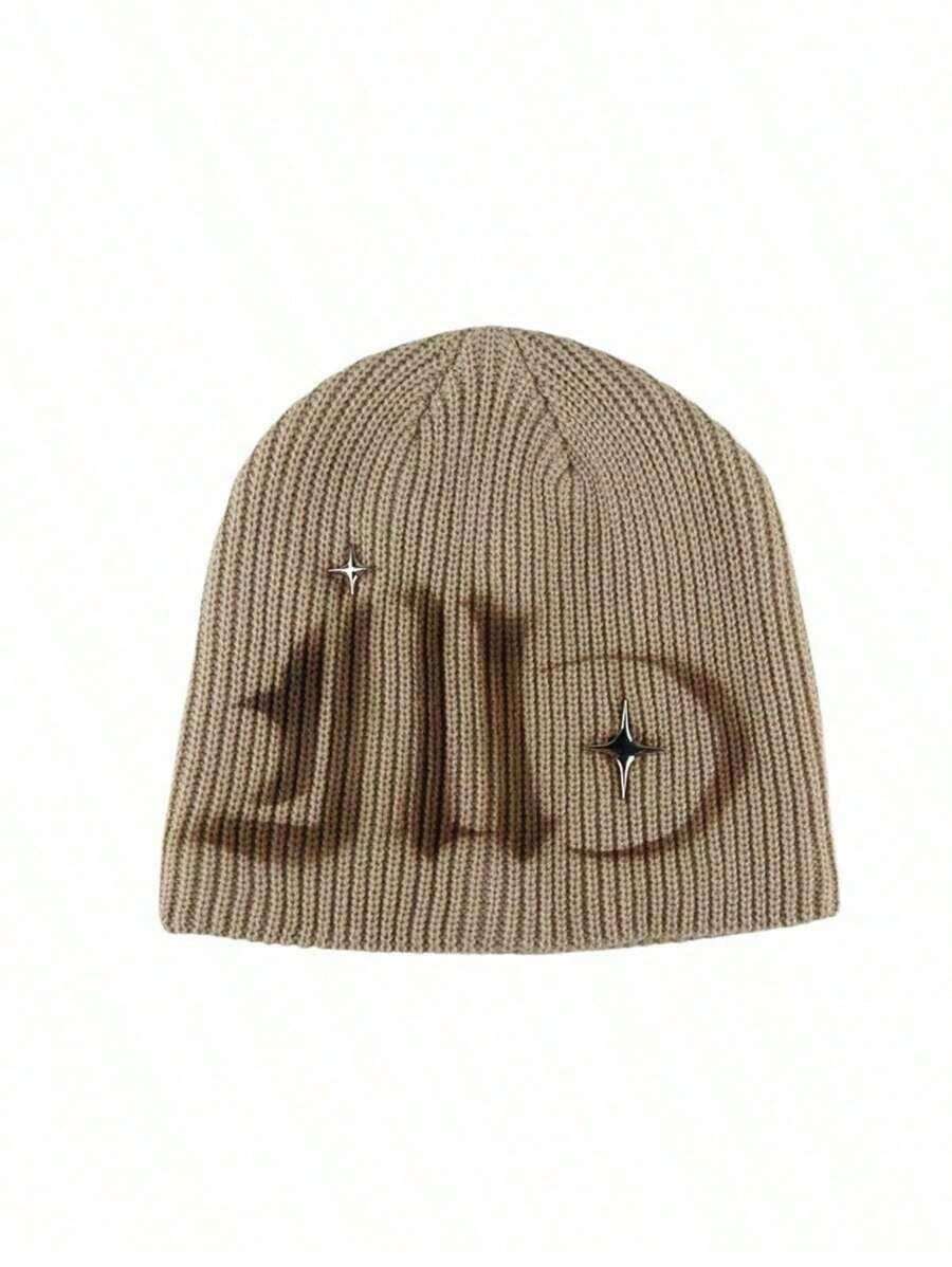1pc Graffiti Street Style Knit Beanie, Warm And Fashionable Casual Versatile Men's Hat QYXG - 月亮和星星針織帽 - 查看 1