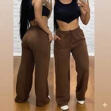 Women's Lanzinha Pants, Winter Fashion, Wide-Leg Pants,  Women's Pants - 鏽棕色 - 查看 2