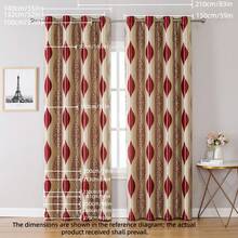 1入組美式風格雙面提花隔熱遮光窗簾,附8瓣花卉圖案 - 酒紅色 - 查看 17