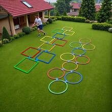 21pcs Jumping Sensory Motor Skills Set, Suitable For Outdoor Group Activities, Agility Ladder And Sports Training Equipment, Improve Reaction Speed And Agility, Lawn, Backyard Activity Props, Mixed Colors - Multicolor - View 2