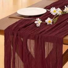 1pc 90*180cm Bohemian Gauze Country Wedding Party Gathering Crinkle Tablecloth - Burgundy - View 9