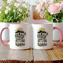 1pc 11oz Ceramic Coffee Mug, Religious Shepherd Illustration With Text "Jesus Left The 99 To Find The 1", Microwave , Grade 3A Ceramic, Daily Use, Gift For Friends, Thanksgiving, Family - Pink - View 5