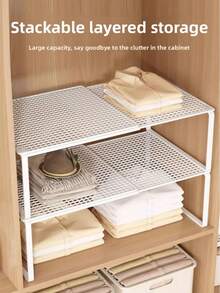 1pc Expandable Wardrobe Organizer, Adjustable & Extendable, Multi-Tier Storage Shelves, Pull-Out Shoe Rack, Bookshelf, Kitchen/Bathroom Storage, Space Saving, Available In 3 Sizes, Suitable For Closet, Dorm, Home, Back To School, Teacher Gift, Women's Storage, Travel & Holiday, Fall/Halloween Decor - Multicolor - View 10