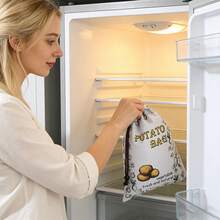 Potato Storage Bag - Sweet Potato Storage Bag - Onion Fresh Keeping Bag - Asparagus Storage Bag Set - Potato/Onion/Garlic Storage Bag - Say Goodbye To Messy Kitchen - Organized Storage - Prevent Sprouting - Portable Vegetable Storage Bag - Perfect For Picnics - White - View 4