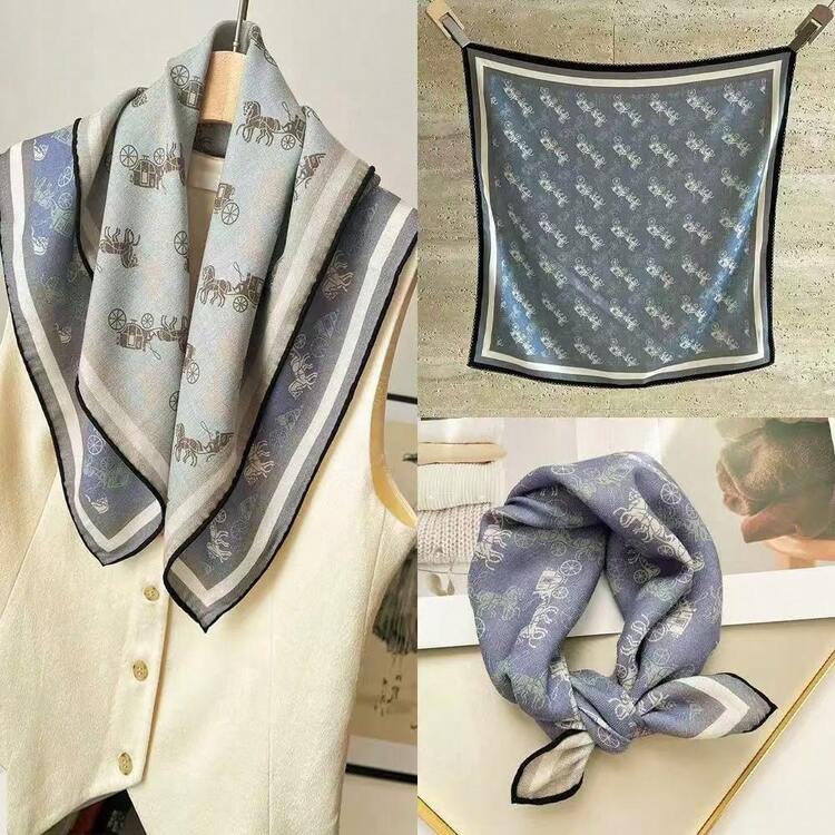 Women Head Wraps - 棋盤格子花深咖邊 - 查看 10