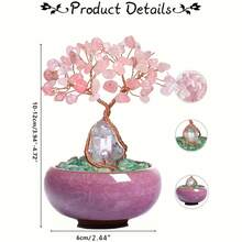 Árvore de Cristal com Cristais, Ametista, Quartzo Rosa, Funcional para Limpeza Energética, Alívio do Estresse, Meditação, Adequada como Decoração Espiritual para o Lar e Presente para o Natal, Dia dos Namorados - multicolorido - Visão 4
