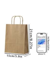 5/10/25个装天然牛皮纸袋，适用于烘焙、奶茶、咖啡礼品袋、外卖手提袋，经久耐用，品质优良 - 本色 - 查看 9