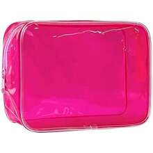 Neon Pouch Small, Makeup Bag, 7"X2.3"X4.7" Size TSA Approved Toiletry Bag, Clear Travel Bags For Toiletries, Clear Cosmetic Bag For Women And Men Small (Transparent (Black Bone)) - 黃色 - 查看 1
