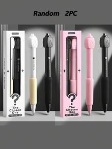 2支/套趣味中性笔，ABCD答题笔，新颖减压旋转圆珠笔，旋转减压趣味按压圆珠笔，速干，可用于标记、签名，办公黑色笔，创意可爱文具，软握学生文具礼品，办公减压学习用品，返校季，节日礼物 - 預設 - 查看 14