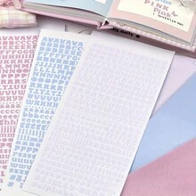 6pcs Pink, Blue, White Cute A-Z Letter Stickers, Including Uppercase & Lowercase Letters, 1-26 Numbers, Suitable For Learning, Scrapbooking, Diary, DIY Crafts, Plastic Pages, Magazine Stickers - Multicolor - View 6