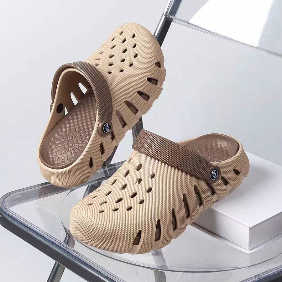 Dép xăng đan nam 2 trong 1, kiểu dáng thường ngày, thích hợp sử dụng trong nhà và ngoài trời, thoáng khí, họa tiết 3D, thích hợp cho mùa hè. - Màu be - Xem 1