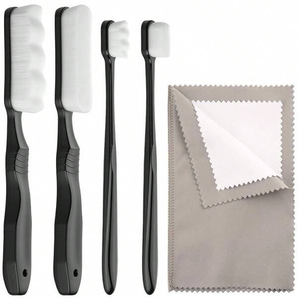 5pcs Silver Cleaning Kit, Includes Soft Brush And Polishing Cloth, Suitable For Antique Jewelry, Pure Silver Tableware, Knives And Cutlery