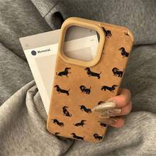 1个腊肠犬造型真皮手机壳，高品质，兼容苹果机型：17/17Pro/17ProMax/16/16Plus/16Pro/16ProMax/15/15Plus/15ProMax/14/14Plus/14Pro/14ProMax、13/13Pro/13ProMax、12/12Pro/12ProMax、11/11Pro Max - 棕色 - 查看 5