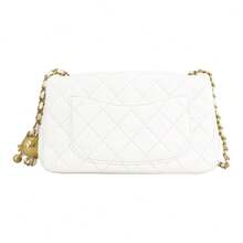 CHANEL Classic Flap CF21C, A Mini Women's Shoulder/Crossbody Bag Made Of  With An Adjustable Chain Strap And Gold Beads, Featuring A Classic Quilted Quilted Design. It's A Classic White Quilted Flap Bag. - AS1787-B02916-10601 - 查看 3