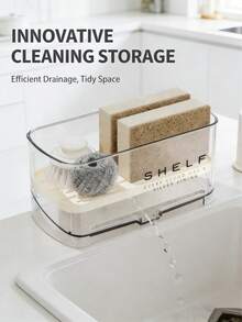 1pc Multifunctional Kitchen Storage Rack With Drainage Pipe And Towel Rack - This Drainage Rack Requires No Power, Comes With A Detachable Drainage Board And Storage Shelves. Suitable For Storing Sponges, Soaps, Brushes, Cloths, Dishwashing Liquid, Hand Wash, Dish Rack, Kitchen Storage Rack - Multiple Sizes - View 2