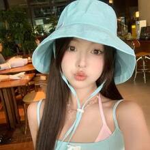 2026 Summer New Stylish Versatile Sun Hat, Japanese Fresh Striped Bucket Hat, Suitable For Large Head Circumference, Makes Face Look Smaller - Multicolor - View 6