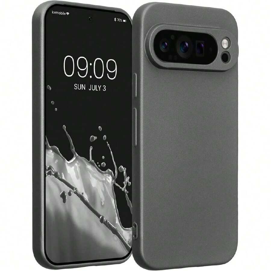 Compatible Case For Pixel 9 Pro - Ultra-Thin TPU Case With Raised Edges - Metallic Gray, 42500030 - 卡其色 - 查看 1