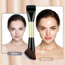 1pc Dual-Ended Powder Foundation Brush, Multifunctional Makeup Brush, Contour Brush, Professional Cosmetic Brush - Yellow - View 9